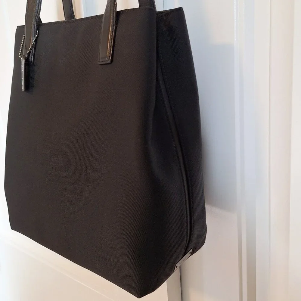 Coach VTG Mercer Y2K Black Twill & Leather Minimalist Shoulder Bag Tote